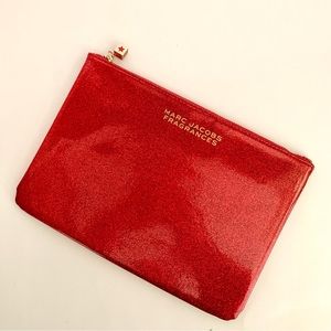 Marc Jacobs Fragrances Red Glitter Faux Leather Clutch Cosmetic Pouch